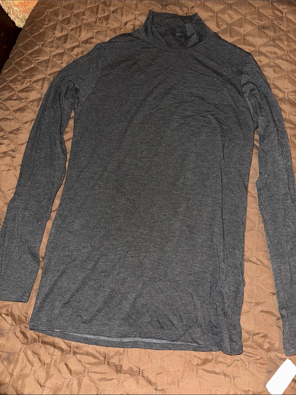 Neiman Marcus Women's Dark Gray Long-Sleeve Mock Neck Top